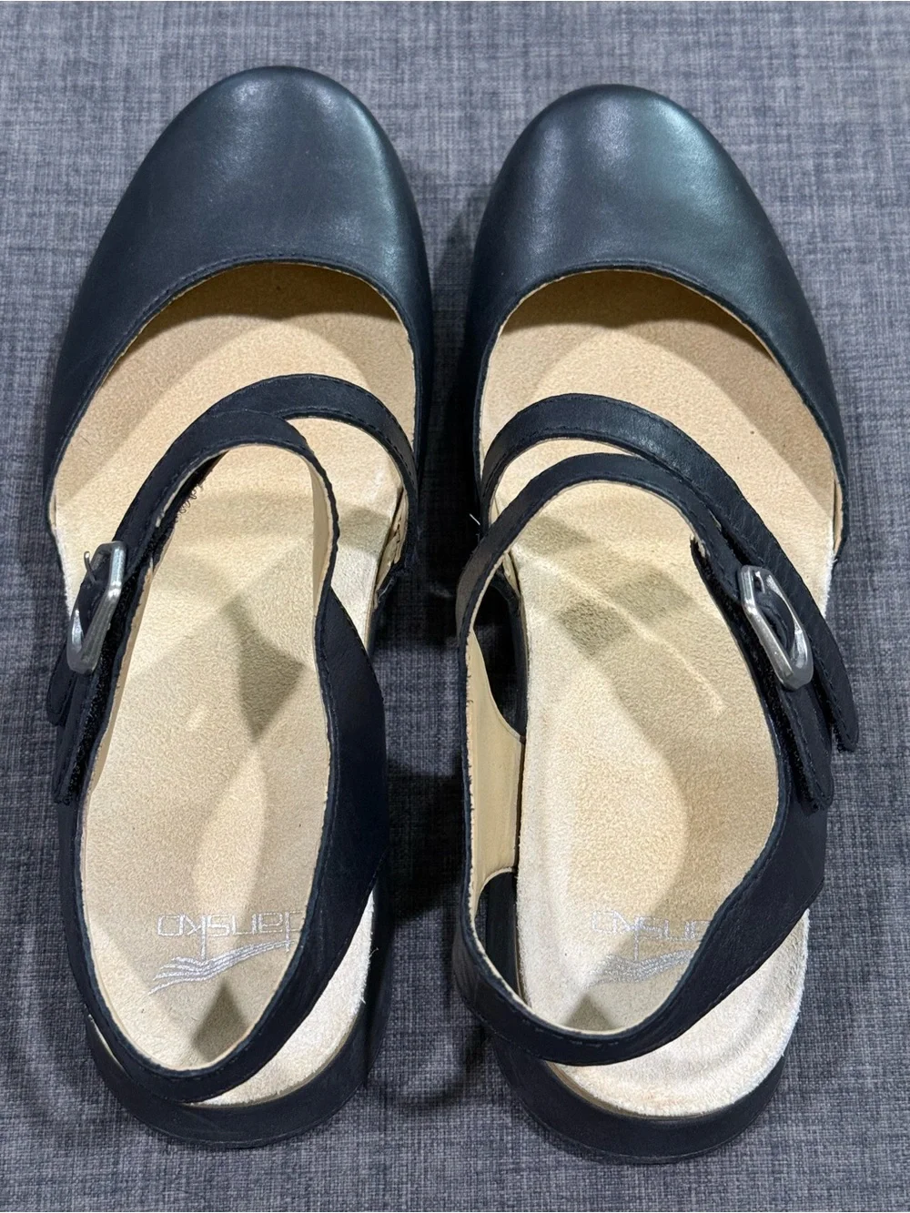 Dansko Rissa Black Leather Slingback Platform Mary Jane